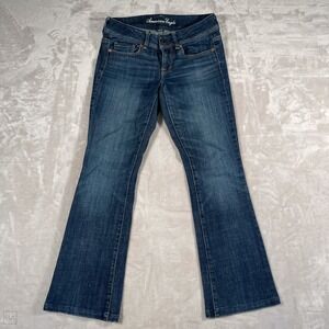 American Eagle Women's Jeans Original Boot Cut Denim Casual 2 Short Blue